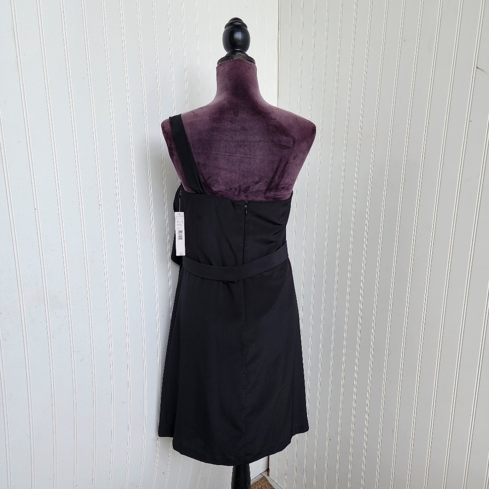 NWT $158 Gianni Bini One Shoulder Cocktail Dress Ruched Little Black Dress Sz 6 - Picture 5 of 11